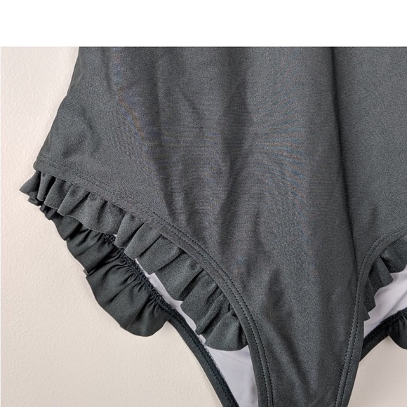 Metallic Gray One Piece Swim Suit by Cupshe Sweet Smile NWT Size M - Picture 7 of 9